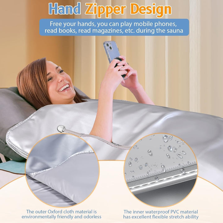 Infrarot Saunadecke, Sunowl 2 Zone Temperaturkontrolle Infrared Sauna Blanket mit Handreissverschlus