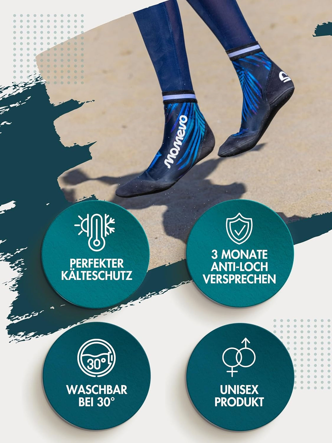 Momevo Beachmates Beachvolleyball Socken - schützende Beachsocken aus Neopren und Elasthan - idealer