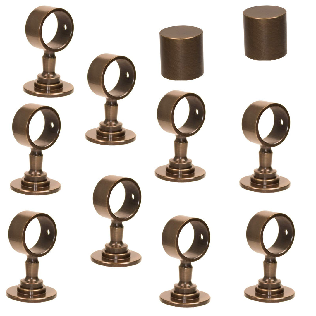 2 Endkappen und 9 Seilträger "bronziert" für 30mm Handlaufseil 2 Endkappen & 9 Seilträger, 2 Endkapp