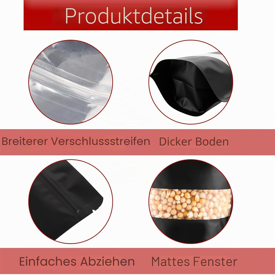MIVIDE 200 Stück Wiederverschliessbare Mylar Beutel, 12 x 20 cm Zip Aluminium Folien Mylar Beutel, S