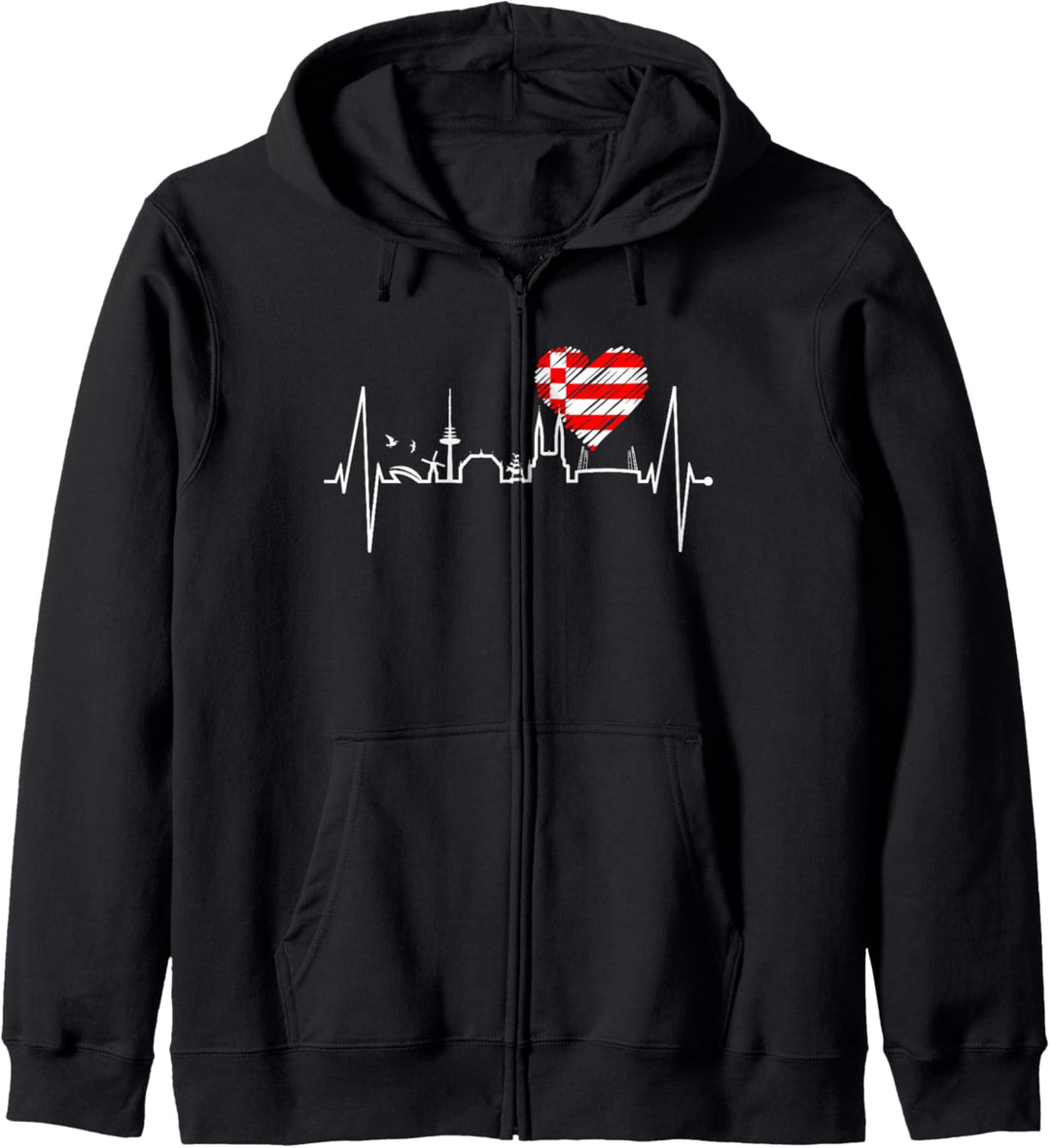 Bremen Skyline Bremer Herzschlag Fan Herz Ich Liebe Bremen Kapuzenjacke