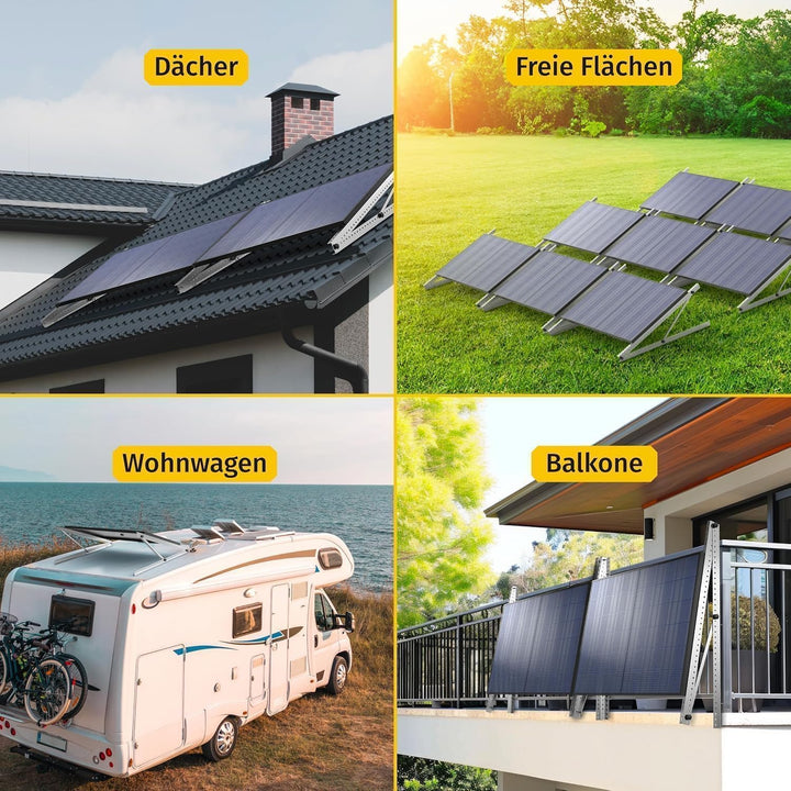 Avoltik Balkonkraftwerk Halterung im 2er Set (bis 114cm) I Halterung für 2 Solarpanel-Module I Verst