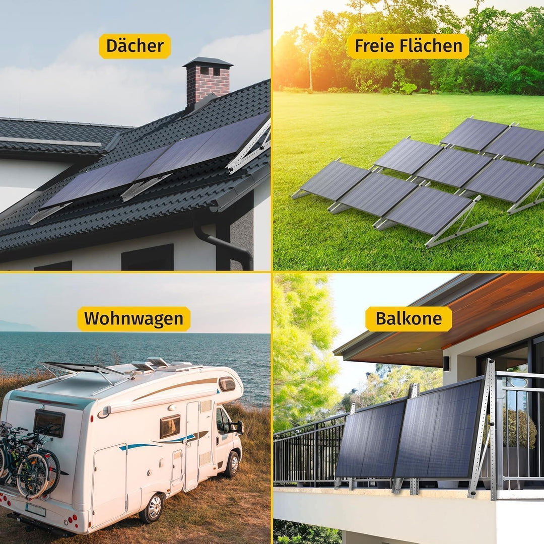 Balkonkraftwerk Halterung im 2er Set (bis 114cm) I Halterung für 2 Solarpanel-Module I Verstellbar v