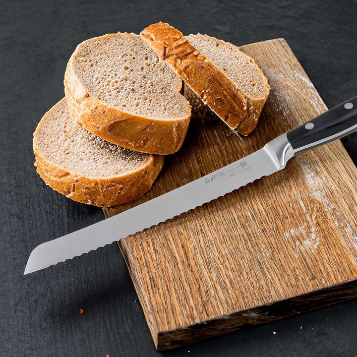 FMprofessional Brotmesser BBQ, Messer mit Klinge aus Edelstahl und Wellenschliff, hochwertiges Küche