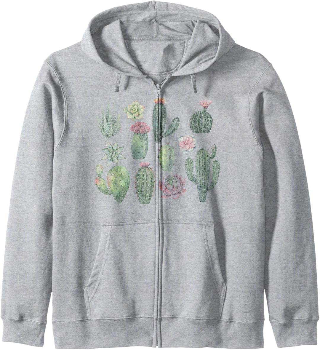 Trendy Watercolor Succulents Grid Kapuzenjacke