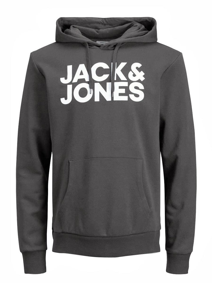 JACK & JONES Male Kapuzenpullover Logo Kapuzenpullover L Asphalt/Print White, L Asphalt/Print White