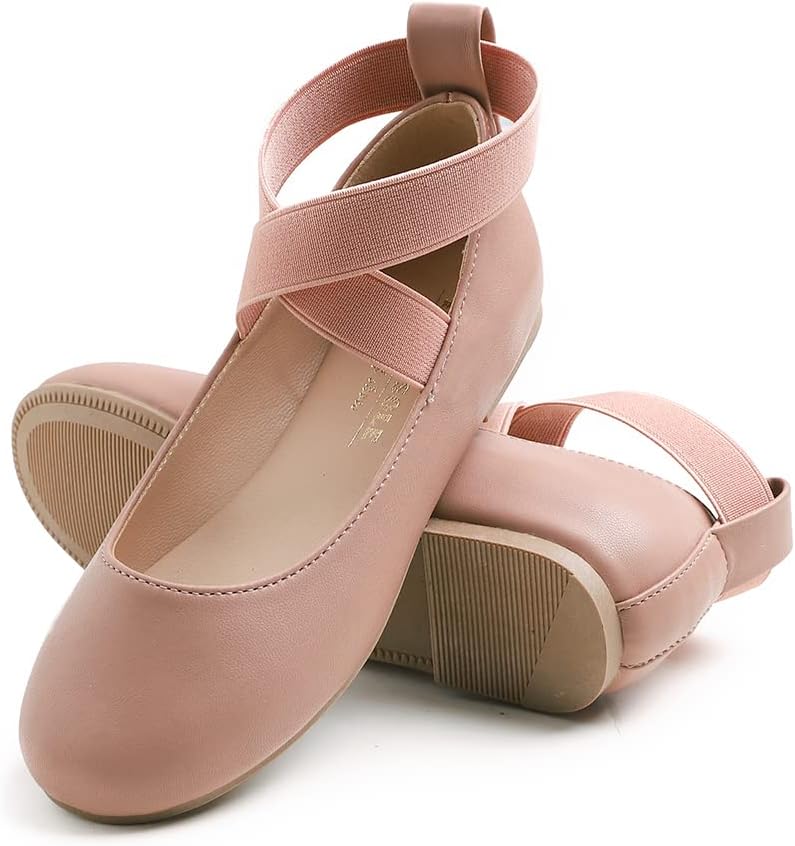 Feversole Girls Cute Belt Dress, Mädchen süsses Kleid Mary Jane Schuhe weiche Party Urlaub Ballerina