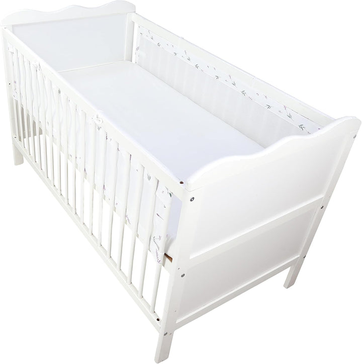 TupTam Gitterstäbe Schutz Netz Babybett Nestchen 3D Mesh 2 Pack, Farbe: rosa Blumen, Grösse: ca. 128