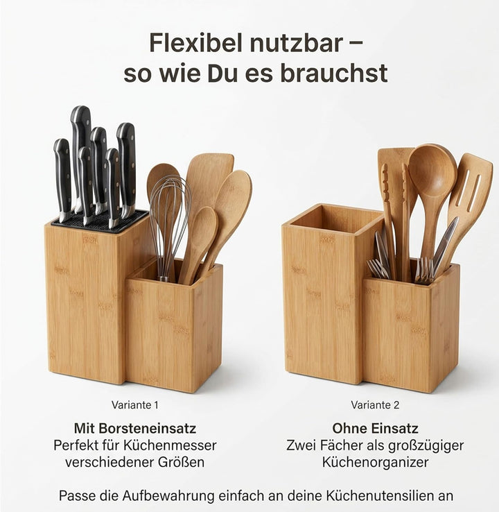 Presar Bambus Messerblock ohne Messer - Holz Messerhalter & Organizer für Küchenmesser, Besteck, Koc