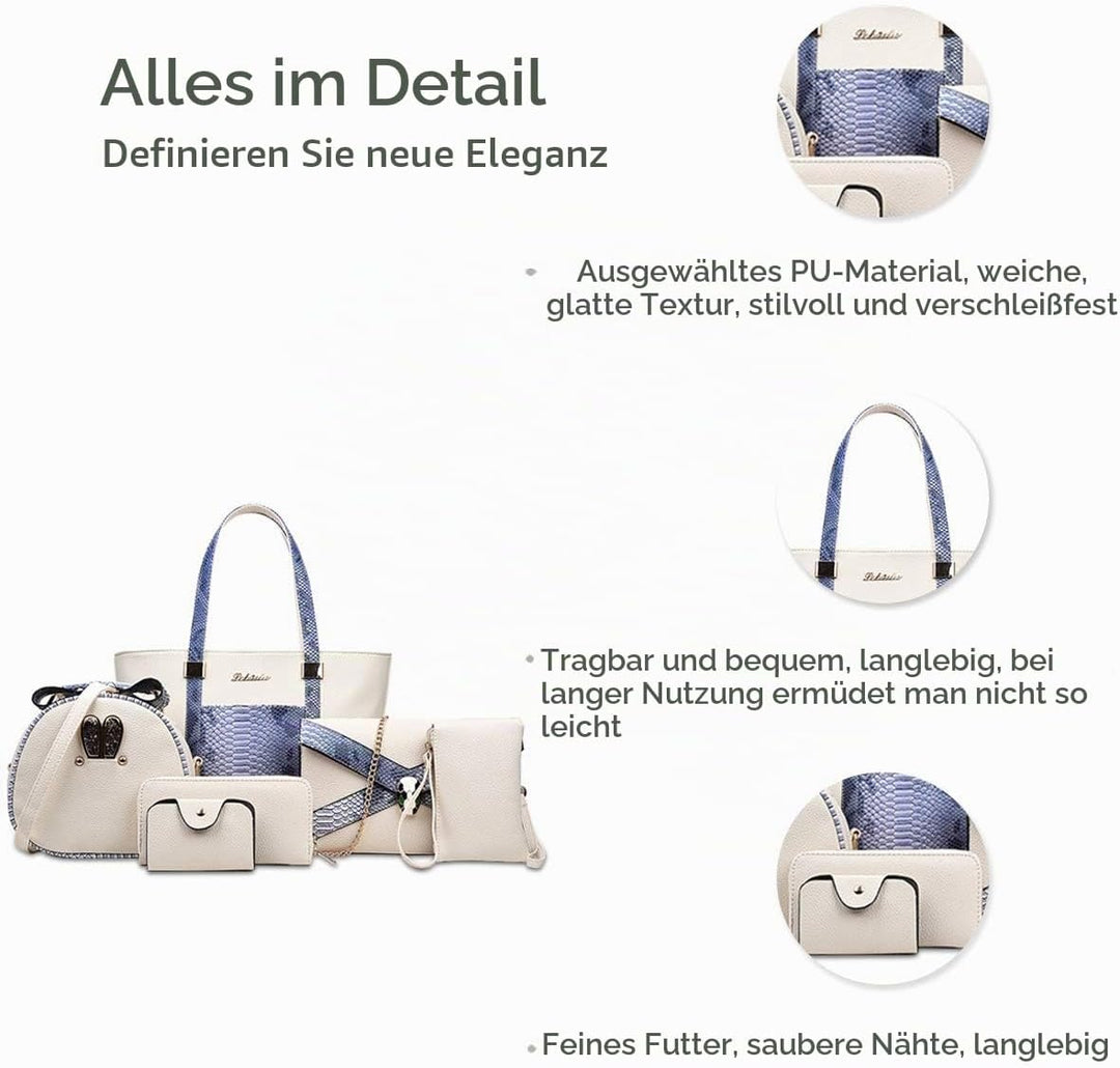 NICOLE&amp;DORIS Handtaschen Damen 6 Stück Geldbörse für Damen Top-Griffe Umhängetaschen Brieftaschen Cr
