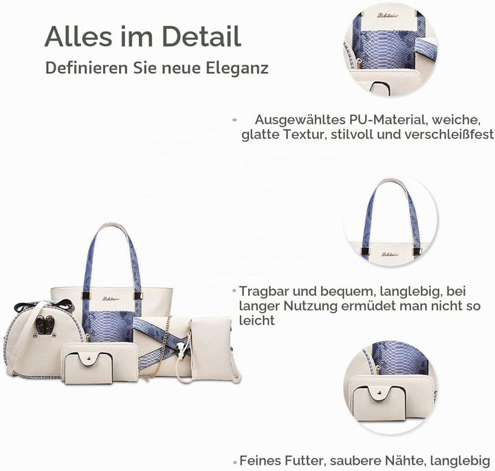 NICOLE&amp;DORIS Handtaschen Damen 6 Stück Geldbörse für Damen Top-Griffe Umhängetaschen Brieftaschen Cr