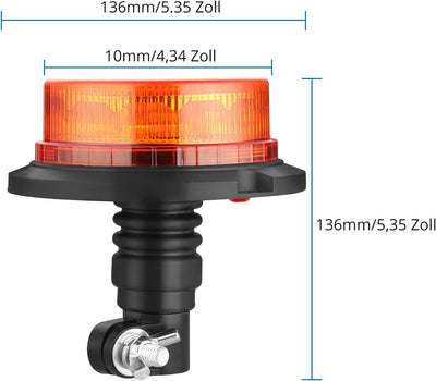 AUTOUTLET Rundumleuchte, 12 LED Amber Warnleuchte Warnlicht mit 3 Blitzmuster 10V-30V, ECE R65 R10 E