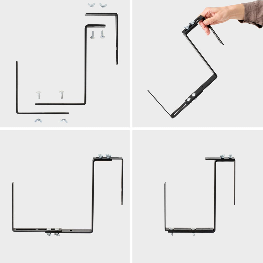 Balkonkastenhalter 2er Set – Extra Stabil (5mm massiv) & Verstellbar (15-24cm) – Massive Blumenkaste