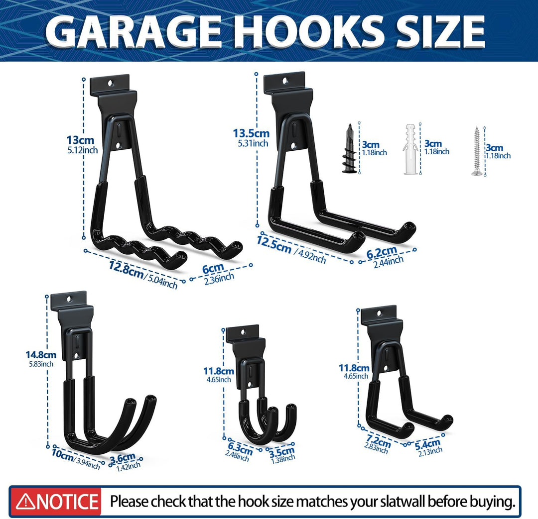3-H Slatwall Zubehör, Slatwall Hooks & Hangers Multi Sizes, Slat Wall Heavy Duty Hanging Hooks Garag