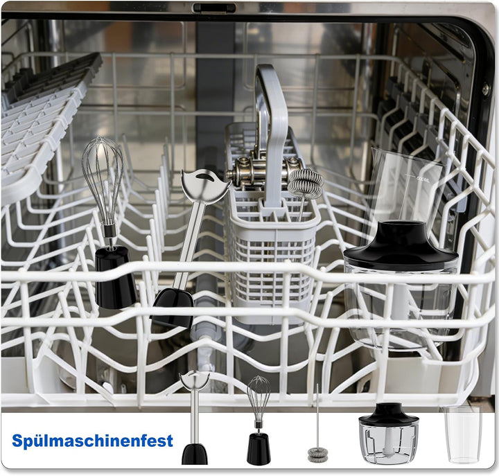 Camic Stabmixer, Kabelloser Elektrische Handmixer mit 6-Stufiger + Turbo, LED-Anzeige, 4-in-1 Tragba