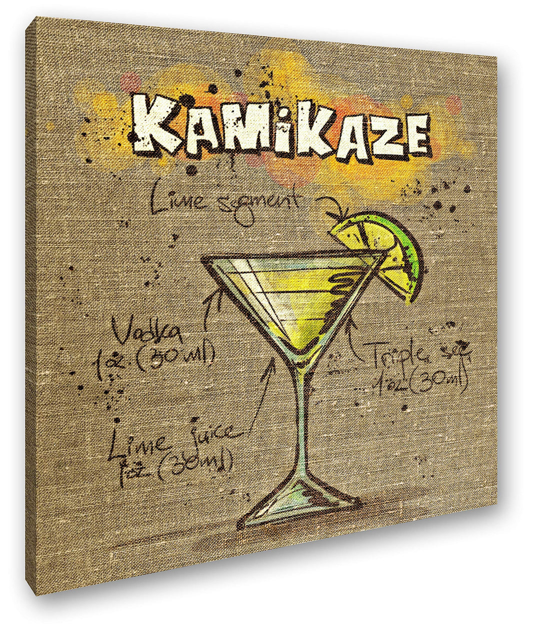 deyoli Rezept für einen Kamikaze Format: 70x70 als Leinwandbild, Motiv fertig gerahmt auf Echtholzra