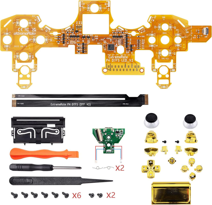 eXtremeRate Tasten für ps4 Knöpfe D-Pad Trigger Thumbsticks Buttons DTFS LED Kit kompatibel mit ps4