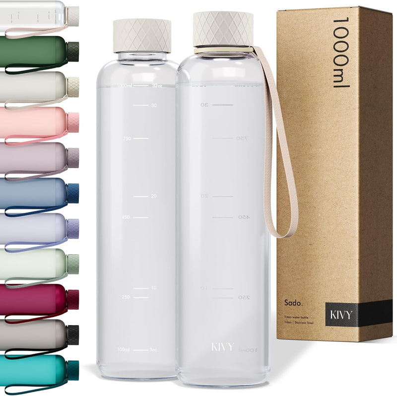 KIVY Trinkflasche Tritan (2. Generation) Bruchsicher, Federleicht - Trinkflasche Gym Flasche - Sport