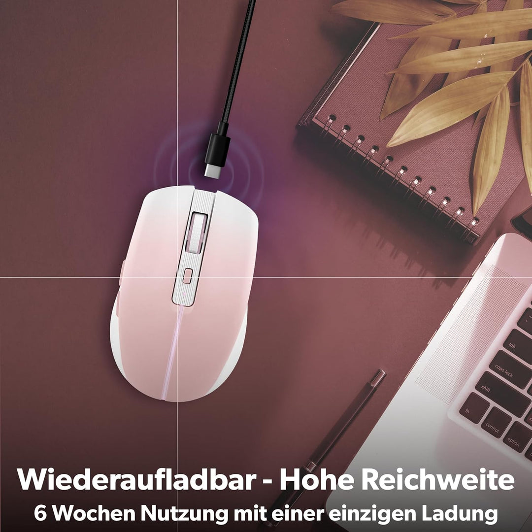 T'nB - Kabellose Maus, Dual Mode Bluetooth und USB-A, Wiederaufladbar, Lange Akkulaufzeit, Leise, 16