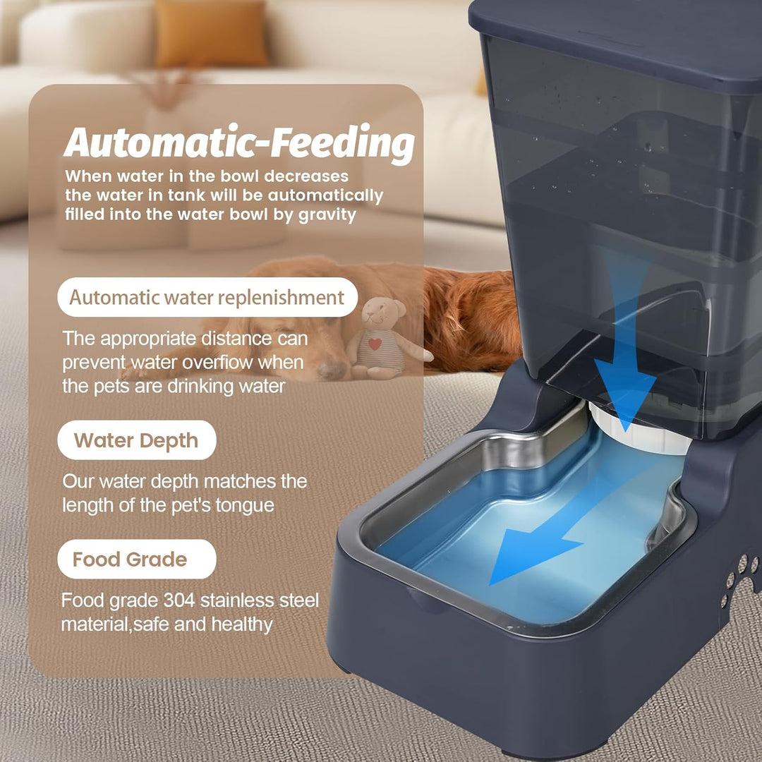 Automatischer Futterspender und Wasserspender für Hunde und Katzen, mit 304 Edelstahlnapf, geeignet