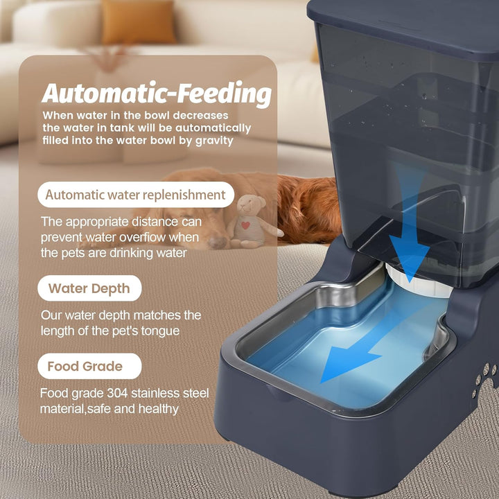 Automatischer Futterspender und Wasserspender für Hunde und Katzen, mit 304 Edelstahlnapf, geeignet