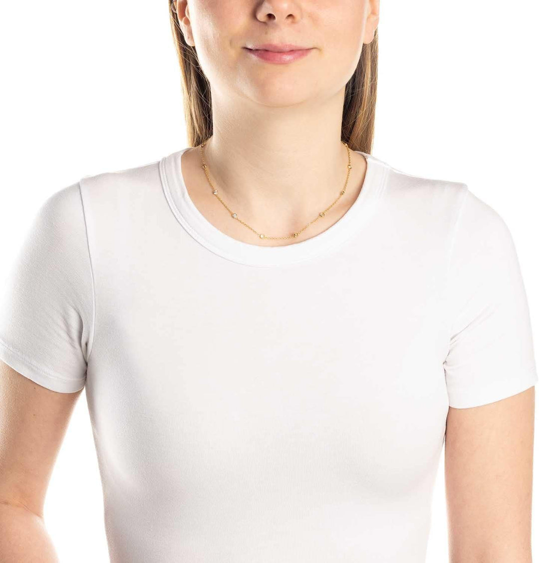 Leonardo Ciao Halskette Mini, Kette aus Edelstahl mit Anhängern gold, klare Glas-Kristalle, 40-45 cm