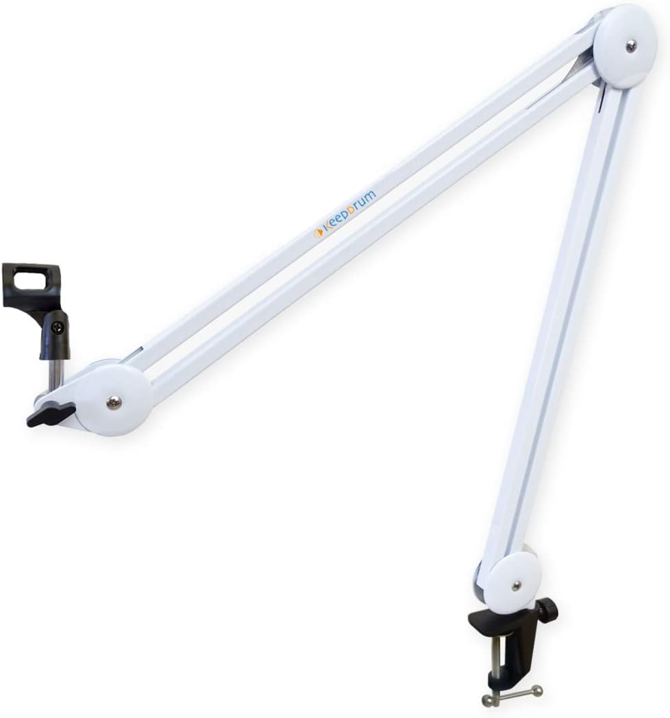 keepdrum MS138WH Mikrofonarm Gelenk-Stativ für Mikrofone Weiss