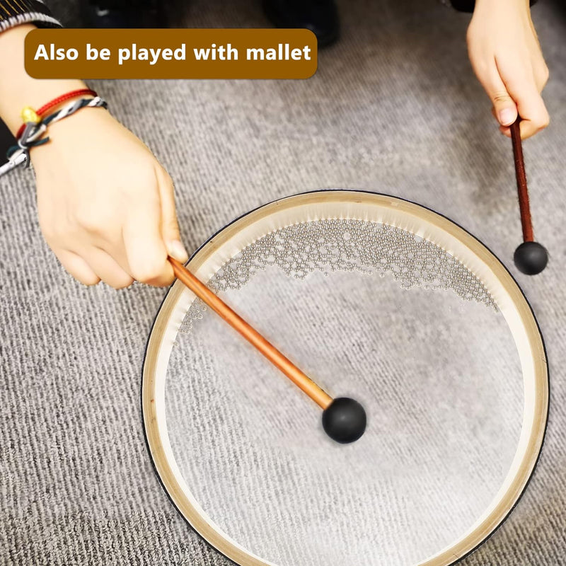 Vaguelly 2 Stück Ocean Drum, 20cm & 30cm Ozeantrommel Welletrommel mit Transparent Trommelfelle, Han