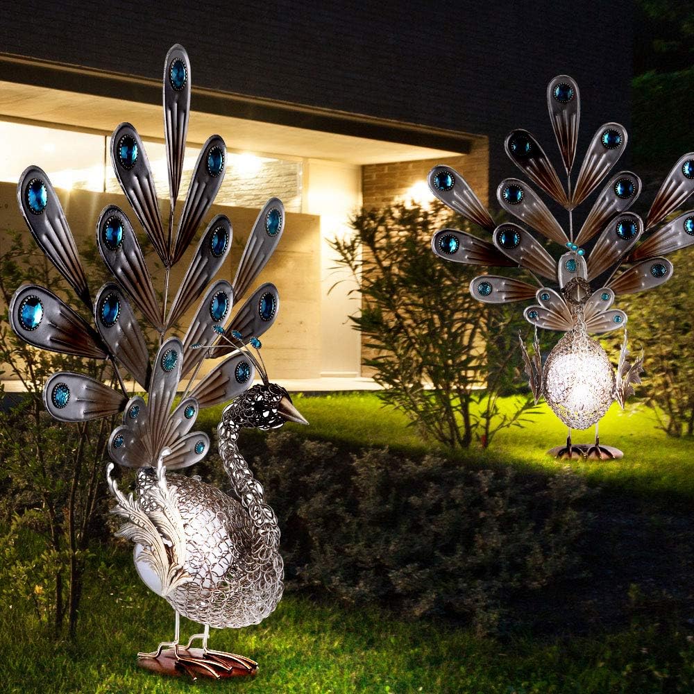 LED Solarleuchte Pfau Au?enbeleuchtung Dekoration Beleuchtung Gartenleuchte Lampe Globo 33309
