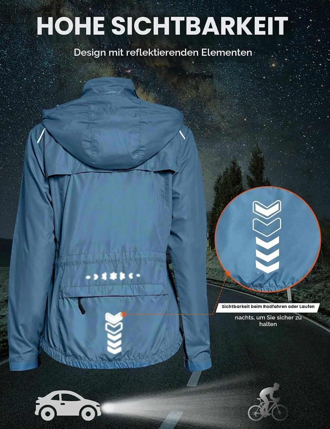 FitsT4 Sports Damen Fahrradjacke Radfahren Laufen Jacken Leichtgewicht Wasserabweisend Windbreaker W
