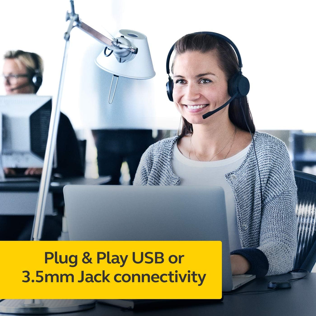Jabra Evolve 30 UC Stereo Headset – Unified Communications Headphones for VoIP Softphone with Passiv