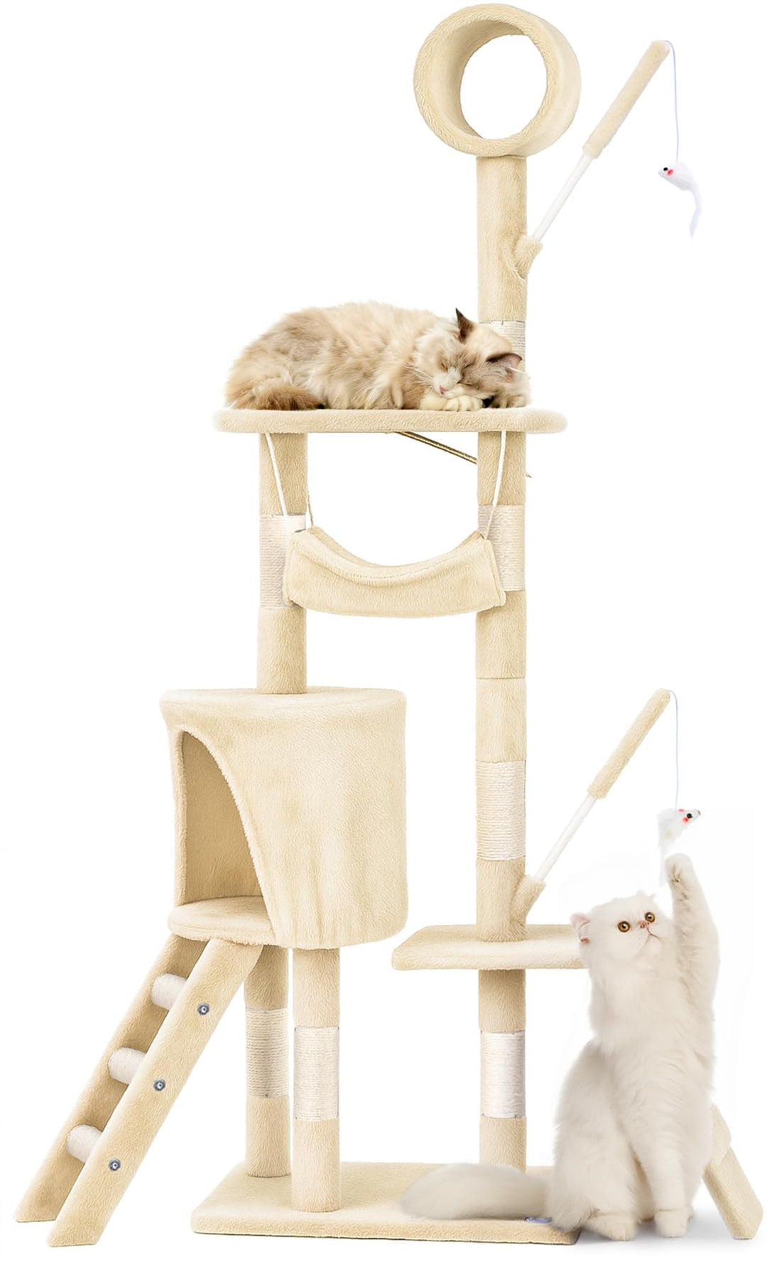 VOUNOT® Kratzbaum Katzenbaum 155 cm hoch, Stabil Mehrstöckiger Kletterbaum Katzenkratzbaum mit Kratz