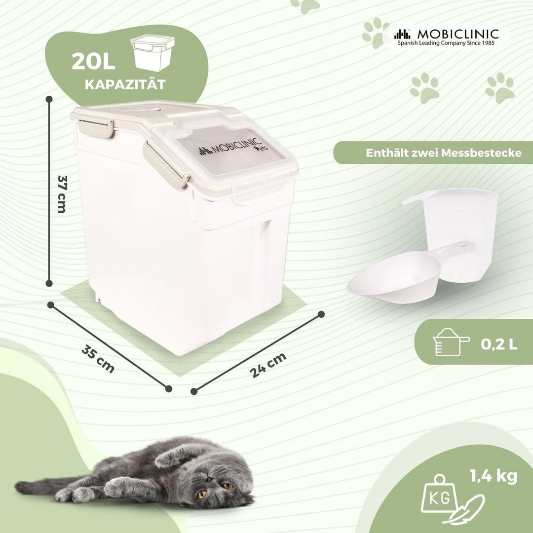 Mobiclinic® Pets, Futterbehälter, für Haustiere, FeedPet, Fassungsvermögen 8kg, hermetischer Verschl