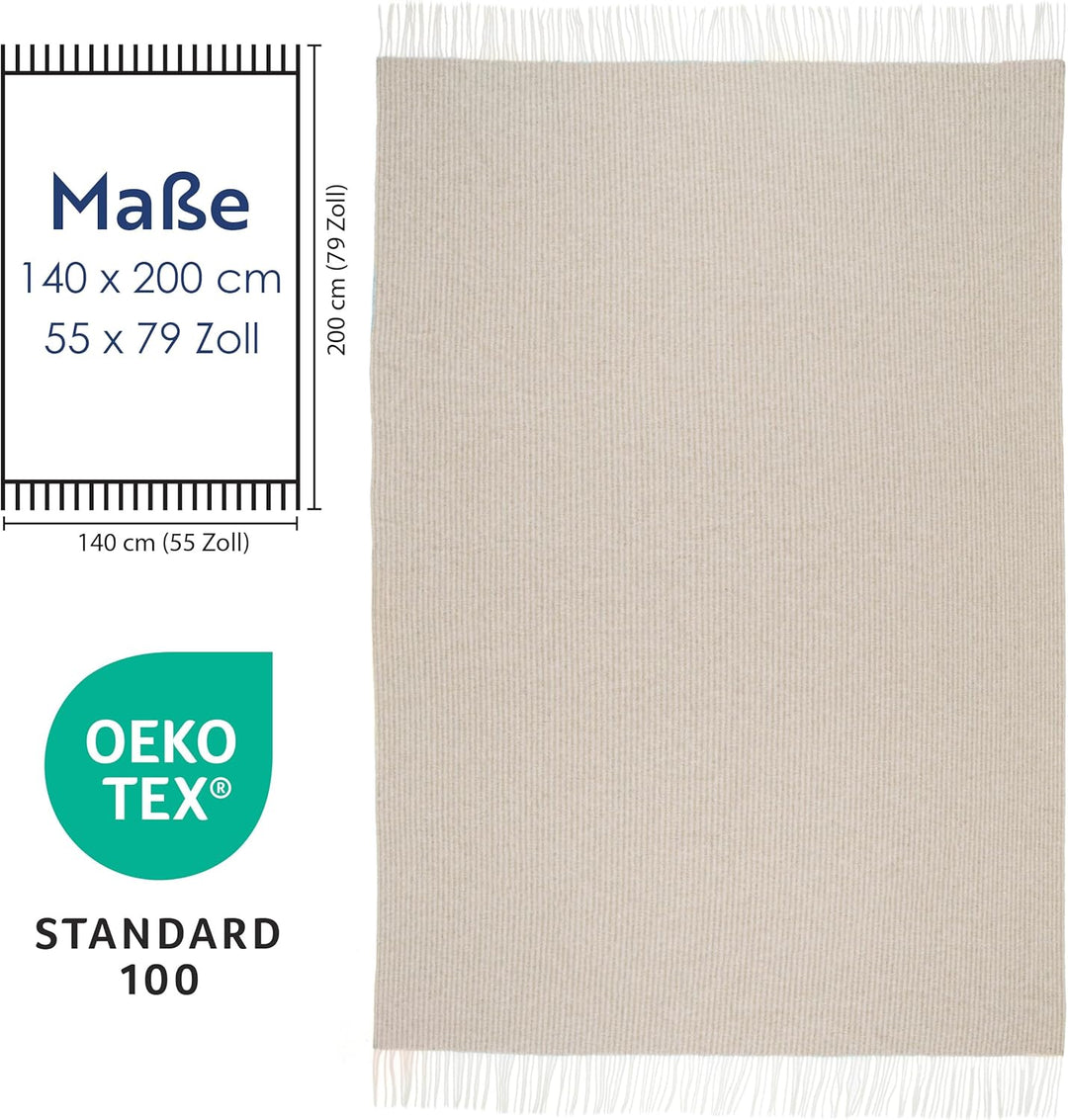 NOSTRA Andora Tagesdecke 140x200 | Weiche Merino Wolldecke mit 10% Kaschmir | Picnic Blanket | Warme