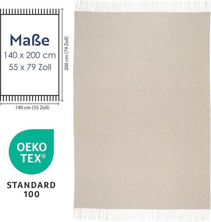 NOSTRA Andora Tagesdecke 140x200 | Weiche Merino Wolldecke mit 10% Kaschmir | Picnic Blanket | Warme