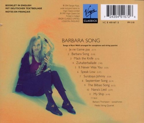 Barbara Song (Lieder arrangiert für Saxophon), Audio-CD