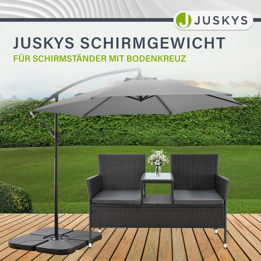 Juskys Schirmgewicht 4er-Set Quad für Schirmständer mit 60 Liter Wasser oder 80 kg Sand befüllbar HD