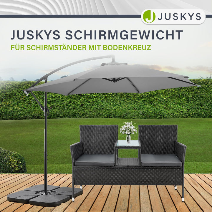Juskys Schirmgewicht 4er-Set Quad für Schirmständer mit 60 Liter Wasser oder 80 kg Sand befüllbar HD