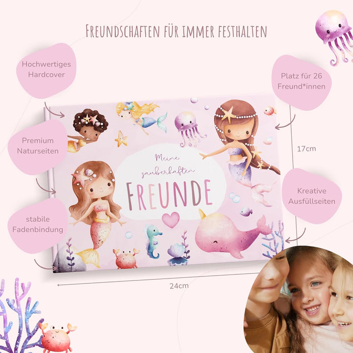 MeinBaby123® Freundebuch für Kinder, Freundschaftsbuch, Freundebuch Kindergarten, Freundebuch Schule