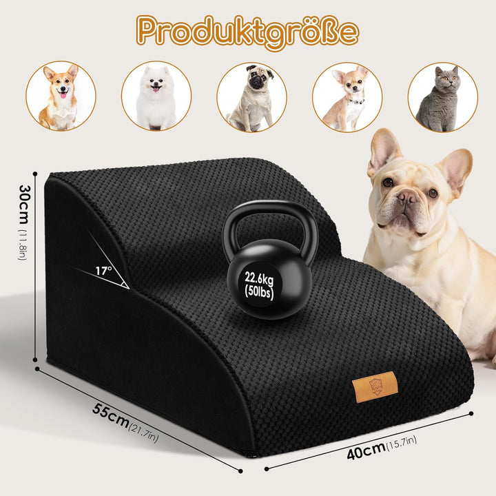 HEVOL Haustiertreppe, hochdichte verlängerte Schaumstoff-Hundetreppe, 2 Etagen rutschfeste Hundeleit