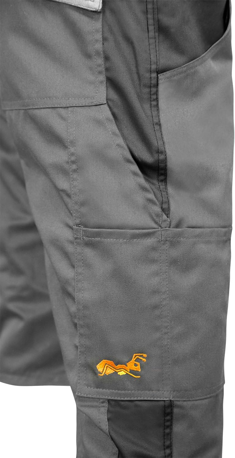 strongAnt Shorts Stretch Berlin Pro Herren Sommer Arbeitshose kurz Cargo Outdoor Grau-Shwarz-Weiss 4