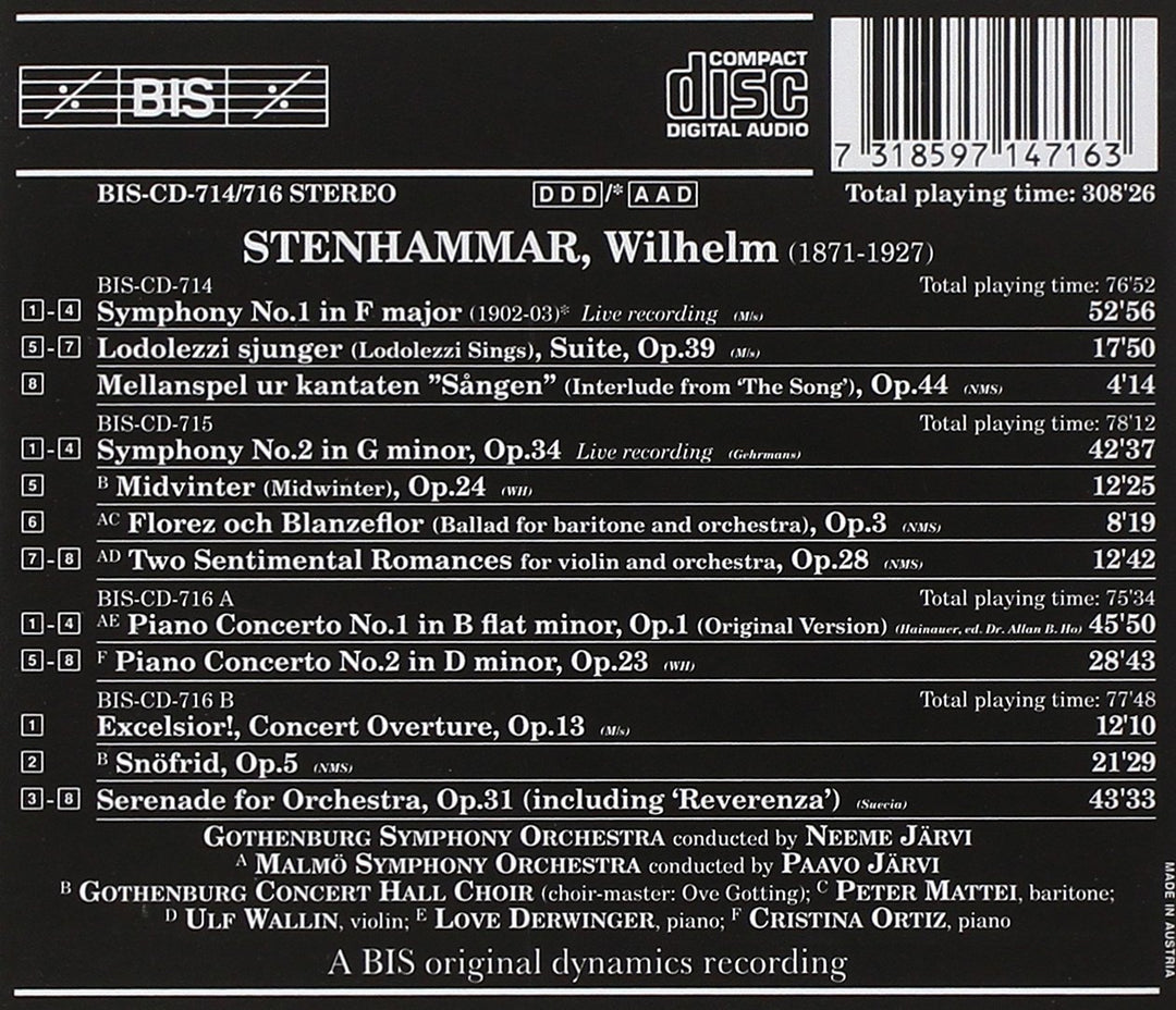 Sinfonien, Klavierkonzerte, Orchesterwerke, Audio-CD