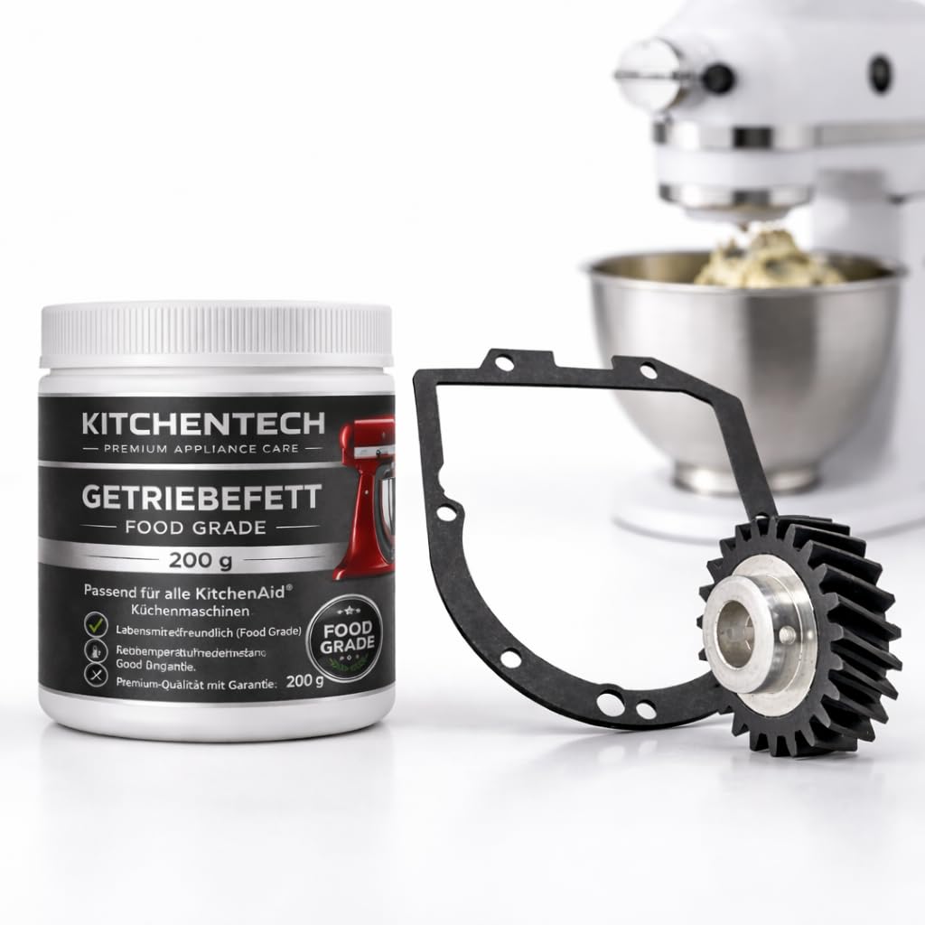 Reparatur-Set für KitchenAid Küchenmaschinen – Getriebefett 200g + Getriebedichtung + Antriebszahnra
