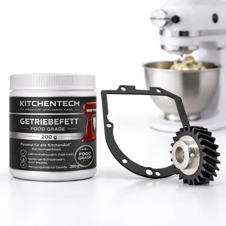 Reparatur-Set für KitchenAid Küchenmaschinen – Getriebefett 200g + Getriebedichtung + Antriebszahnra