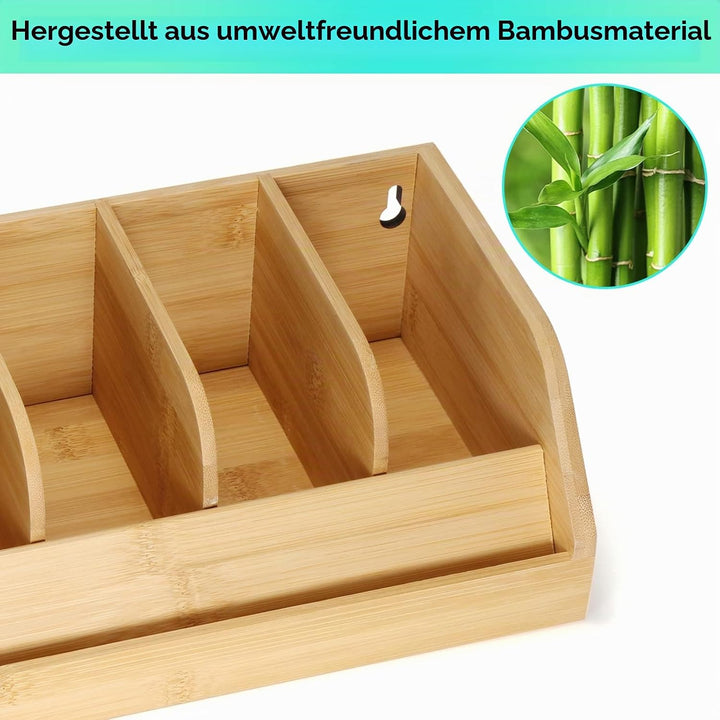 B4Life Gürtel-Organizer, 7 Fächer, Gürtel-Display-Rack für Herren, Bambus-Gürtelhalter für Schrank u