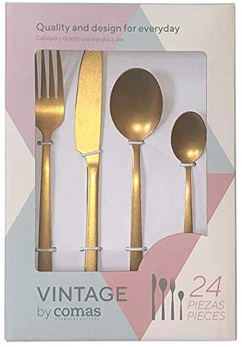 Topkapi Gourmet-Küche - 6992 Vintage Gold - Besteck Vintage Gold, 24-tlg Besteck-Set, Edelstahl in F