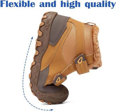 Mishansha Kinder Outdoor Winterschuhe Warm Gefüttert Winterstiefel, Gr.24-38 30 EU Tortilla Braun, 3