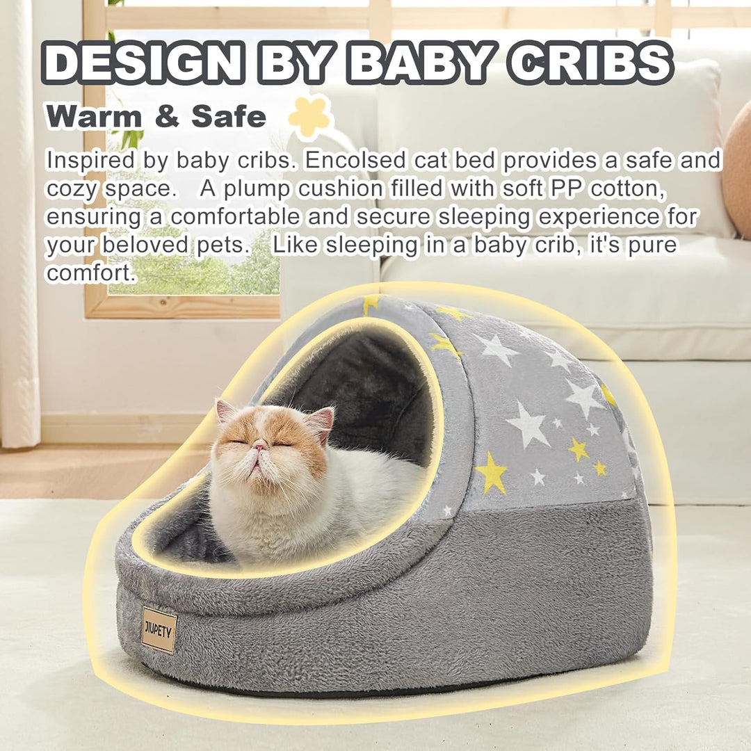 Jiupety Nettes Katzenhöhle grosse Katzen, Katzenhaus Katzenkorb, Katzenbett mit Anti-Rutsch Boden, K