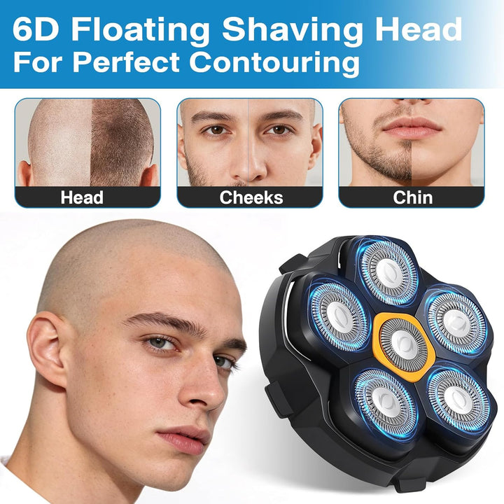 3 Stück Ersatzrasierkopf für Glatzen Rasierer Herren, Magnetische 6 Blade Head Shaver Ersatzköpfe, 6