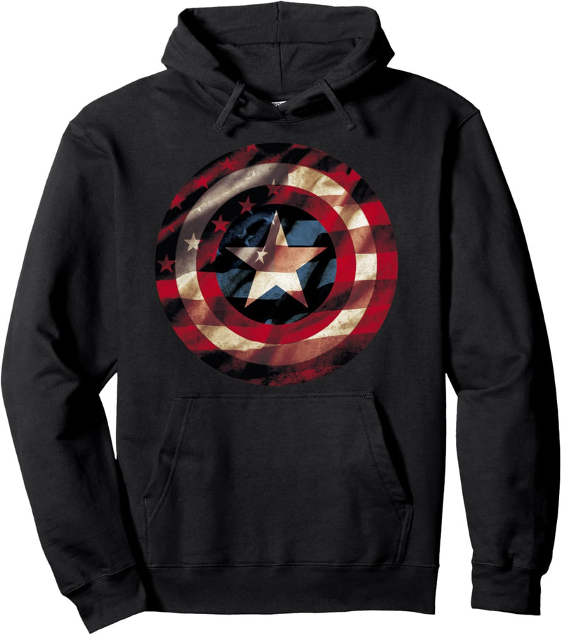 Marvel Captain America Avengers Shield Flag Pullover Hoodie